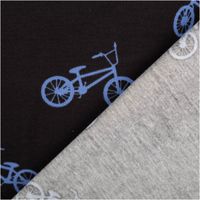 94334-Jersey-Stoff-Baumwolljersey-BMX-Fahrrad-schwarz-blau-1-48-m-Breite-IMG-0862.jpg Schwarzer Baumwolljersey mit Allover-Print blauer BMX-Fahrräder in verschiedenen Größen und Ausrichtungen auf dunklem Grund, 1,48 m breit - mit Rueckseite