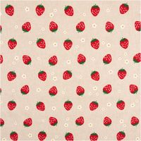 94343-Dekostoff-Leinenlook-Strawberries-Erdbeeren-Blumen-natur-rot-140-cm-breit-IMG-1199.jpg Naturfarbener Dekostoff in Leinenoptik mit fröhlichem Erdbeer- und Blumenmuster in Rot und Grün, ideal für sommerliche Heimtextilien, 140 cm breit und strapazierfähig - Vollansicht