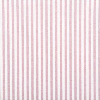 Garngefärbter Baumwoll-Popeline mit 3 mm Streifen in Mauve und Weiß. Die 1,44 m breite Meterware ist hochwertig und ideal für zeitlose Blusen, Hemden oder dekorative Nähprojekte geeignet - Nahaufnahme