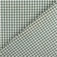 Dieser garngefärbte Baumwollstoff in Popeline-Qualität zeigt ein klassisches, 2,7 mm kleines Karomuster in Dunkelgrün und Weiß, das bei einer Breite von 1,44 m eine zeitlose und hochwertige Optik für vielseitige Nähprojekte garantiert - mit Rueckseite