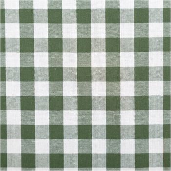 Dieser garngefärbte Baumwollstoff in Popeline-Qualität besticht durch seine klassischen, mittelgroßen Vichy-Karos in Dunkelgrün und Weiß, die bei einer Breite von 1,44 m eine zeitlose und hochwertige Optik für vielseitige Nähprojekte bieten - Nahaufnahme