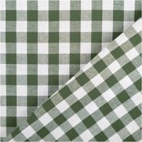 Dieser garngefärbte Baumwollstoff in Popeline-Qualität besticht durch seine klassischen, mittelgroßen Vichy-Karos in Dunkelgrün und Weiß, die bei einer Breite von 1,44 m eine zeitlose und hochwertige Optik für vielseitige Nähprojekte bieten - mit Rueckseit