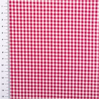 Dieser garngefärbte Baumwollstoff in Popeline-Qualität besticht durch sein klassisches, 2,7 mm kleines Karomuster in Beere und Weiß, das bei einer Breite von 1,44 m eine farbenfrohe und hochwertige Optik für individuelle Nähprojekte bietet - mit Massband