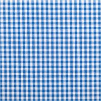 Dieser hochwertige, garngefärbte Baumwollstoff in Popeline-Qualität besticht durch sein klassisches, 2,7 mm kleines Karomuster in Himmelblau und Weiß, das bei einer Breite von 1,44 m für zeitlose und präzise Nähergebnisse sorgt - Nahaufnahme