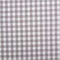 Dieser garngefärbte Baumwollstoff in Popeline-Qualität besticht durch seine klassischen, mittelgroßen Vichy-Karos in Grau und Weiß, die bei einer Breite von 1,44 m eine zeitlose und hochwertige Optik für vielseitige Nähprojekte bieten - Vollansicht