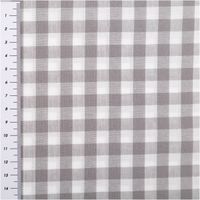94430-Baumwollstoff-Popeline-Yarn-Dyed-garngefaerbt-Vichy-Karos-grau-weiss-1-44m-Breite-IMG-2075.jpg Dieser garngefärbte Baumwollstoff in Popeline-Qualität besticht durch seine klassischen, mittelgroßen Vichy-Karos in Grau und Weiß, die bei einer Breite von 1,44 m eine zeitlose und hochwertige Optik für vielseitige Nähprojekte bieten - mit Massband
