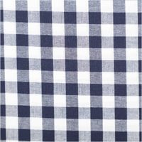 94433-Baumwollstoff-Popeline-Yarn-Dyed-garngefaerbt-Vichy-Karos-marineblau-weiss-1-44m-Breite-IMG-2104.jpg Dieser garngefärbte Baumwollstoff in Popeline-Qualität besticht durch seine klassischen, mittelgroßen Vichy-Karos in Marineblau und Weiß, die bei einer Breite von 1,44 m eine kontrastreiche und zeitlose Optik für hochwertige Nähprojekte bieten - nahaufnahm