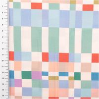 94470-Viskose-Stoff-Radiance-Retro-Rechtecke-blau-beige-bunt-1-40m-Breite-IMG-1732.jpg Viskose-Webware "Radiance" mit einem geometrischen Retro-Muster aus bunten Rechtecken in Blau, Beige und Flieder. Der 1,40m breite Stoff fällt weich und eignet sich hervorragend für luftige Blusen, Kleider oder sommerliche Hosen - mit Massband