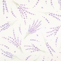 Hochwertiger Baumwoll-Popeline mit fotorealistischem Lavendel-Digitaldruck auf weißem Grund. Die 1,40 m breite Meterware ist glatt und fein gewebt – ideal für sommerliche Vorhänge, Kissen, Tischwäsche oder leichte Bekleidung - Vollansicht