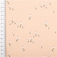 94493-Jersey-Stoff-Baumwolljersey-Blumen-rosa-gruen-weiss-1-50m-Breite-IMG-1436.jpg Dieser feine Baumwolljersey in zartem Rosa präsentiert ein dezentes Blumenmuster mit weißen Blüten und grünen Stielen. Der elastische Stoff ist 1,50 Meter breit und bietet eine weiche Qualität für bequeme Kinderbekleidung - mit Massband