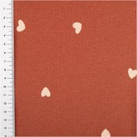 94503-Jersey-Stoff-Rippjersey-Baumwolle-Herzchen-Altrosa-1-20m-Breite-IMG-1459.jpg Dieser hochwertige Baumwoll-Rippjersey in warmem Altrosa zeigt ein dezentes Muster aus kleinen, hellen Herzchen. Der elastische Stoff ist 1,20 Meter breit und bietet eine weiche Rippstruktur für gemütliche, modische Kleidungsstücke - mit Massband