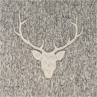 Dieser hochwertige Jacquard-Wendestoff in grau-beige melierter Optik zeigt ein elegantes Hirschkopf-Motiv mit prachtvollem Geweih. Das 1,40 Meter breite Material im Landhausstil besticht durch seine feste Webstruktur für stilvolle Dekorationen und Heimtext