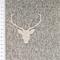 Dieser hochwertige Jacquard-Wendestoff in grau-beige melierter Optik zeigt ein elegantes Hirschkopf-Motiv mit prachtvollem Geweih. Das 1,40 Meter breite Material im Landhausstil besticht durch seine feste Webstruktur für stilvolle Dekorationen und Heimtext