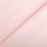 Kuscheliger Baumwollfleece in zartem Hellrosa mit einer Breite von 1,50 m. Der beidseitig gebürstete Stoff ist besonders weich und wärmend – ideal für gemütliche Kleidung, Babydecken oder flauschige Accessoires - mit Rueckseite