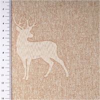 94513-Dekostoff-Jacquard-Landhausstoff-Wendestoff-Hirsche-beige-1-40m-Breite-IMG-2755.jpg Hochwertiger Jacquard-Dekostoff im Landhausstil in 1,40 m Breite. Das Design zeigt cremeweiße, gewebte Silhouetten stehender Hirsche mit Geweih auf beigem, meliertem Grund. Der robuste Wendestoff ist ideal für rustikale Gardinen, Kissen oder Tischwäsche -