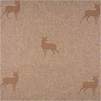 Dekostoff Jacquard Landhausstoff Wendestoff, 1,40 m breit – warmer Braunton mit melierter Leinenoptik und locker verteilten Hirsch-Silhouetten in Ton-in-Ton, natürlich-rustikal und vielseitig einsetzbar - Vollansicht