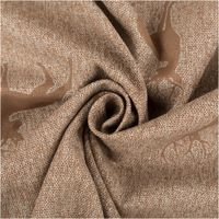 Dekostoff Jacquard Landhausstoff Wendestoff, 1,40 m breit – warmer Braunton mit melierter Leinenoptik und locker verteilten Hirsch-Silhouetten in Ton-in-Ton, natürlich-rustikal und vielseitig einsetzbar - kunstvoll eingedreht in Falten
