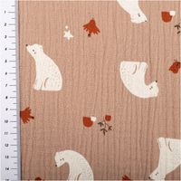 94578-Musselin-Stoff-Baumwolle-Kizou-Baer-und-Vogel-braun-1-30m-Breite-IMG-3374.jpg Kuschelweicher Musselin-Stoff aus reiner Baumwolle mit niedlichem Bären- und Vogel-Motiv auf braunem Grund. Die 1,30 m breite Meterware Kizou ist ideal für hautfreundliche Baby-Ausstattung und gemütliche Accessoires geeignet - mit Massband