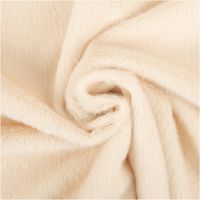 Kunstfell Soft-Plüsch Meterware in zartem Rosé, 1,50 m breit – gleichmäßig glatte, samtweiche Oberfläche in unifarbenem Pastellton, als Rolle fotografiert, ideal für Näh- und Dekoprojekte - kunstvoll eingedreht in Falten