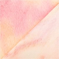 Kunstfell Soft-Plüsch Meterware in Batik-Optik, 1,50 m breit – samtig weiche Textur in warmem Peach-Rosa-Gelb-Verlauf, fließende Farbübergänge im pastelligen Ombré-Look, vielseitig einsetzbar - mit Rueckseite