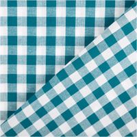 94589-Baumwollstoff-Popeline-Yarn-Dyed-garngefaerbt-Vichy-Karos-petrol-weiss-1-44m-Breite-IMG-3537.jpg Garngefärbter Baumwoll-Popeline mit klassischen Vichy-Karos in Petrol und Weiß. Die 1,44 m breite Meterware ist hochwertig und ideal für zeitlose Blusen, Hemden oder maritime Landhaus-Deko geeignet - mit Rueckseite