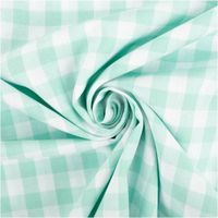 94593-Baumwollstoff-Popeline-Yarn-Dyed-garngefaerbt-Vichy-Karos-mint-weiss-1-44m-Breite-IMG-3524.jpg Garngefärbter Baumwoll-Popeline mit klassischen Vichy-Karos in Mint und Weiß. Die 1,44 m breite Meterware ist hochwertig und ideal für zeitlose Blusen, Hemden oder frische Landhaus-Deko geeignet - kunstvoll eingedreht in Falten