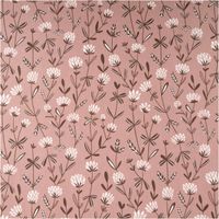 Hochwertiger Popeline-Stoff aus reiner Baumwolle in der Farbe Mauve mit filigranen Blumenmotiven in Ecru. Dank der Breite von 1,45 m ideal für Kleidung, Dekorationen oder Patchwork-Arbeiten geeignet - Vollansicht
