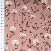 Hochwertiger Popeline-Stoff aus reiner Baumwolle in der Farbe Mauve mit filigranen Blumenmotiven in Ecru. Dank der Breite von 1,45 m ideal für Kleidung, Dekorationen oder Patchwork-Arbeiten geeignet - mit Massband