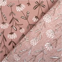 Hochwertiger Popeline-Stoff aus reiner Baumwolle in der Farbe Mauve mit filigranen Blumenmotiven in Ecru. Dank der Breite von 1,45 m ideal für Kleidung, Dekorationen oder Patchwork-Arbeiten geeignet - mit Rueckseite