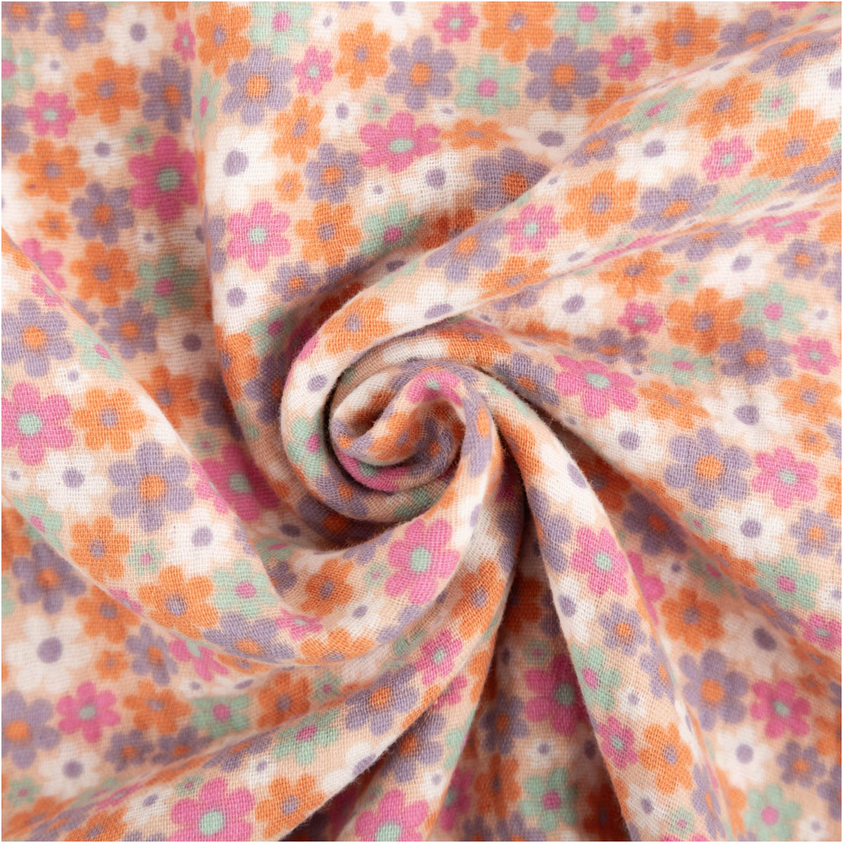 94619-Musselin-Stoff-Baumwollstoff-Blueten-rosa-bunt-1-50m-Breite-IMG-3102.jpg Weicher Musselin-Stoff aus Baumwolle mit einem farbenfrohen Blüten-Design in Rosa und bunten Tönen. Dank der Breite von 1,50 m eignet er sich ideal für luftige Kleidung, Tücher oder Baby-Accessoires - kunstvoll eingedreht in Falten