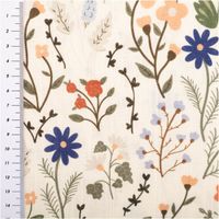 94635-Viskose-Stoff-mit-42--Leinenanteil-Blumen-beige-bunt-1-43cm-Breite-IMG-3556.jpg Hochwertiger Viskosestoff mit 42 % Leinenanteil und buntem Blumen-Print auf Beige. Die 1,43 m breite Meterware vereint Leichtigkeit mit natürlicher Struktur – perfekt für sommerliche Kleider, Röcke oder Blusen - mit Massband