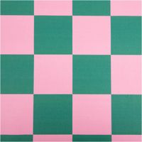 Hochwertiger Halbpanama-Dekostoff aus Baumwolle mit großflächigem Karomuster ($10 \times 10$ cm) in Pink und Dunkelgrün. Die 1,40 m Breite eignet sich ideal für moderne Kissen, Tischwäsche oder Taschen - Vollansicht