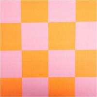 Hochwertiger Halbpanama-Dekostoff aus Baumwolle mit auffälligem Karomuster ($10 \times 10$ cm) in Pink und Orange. Dank der Breite von 1,40 m perfekt für farbenfrohe Kissen, Tischwäsche oder modische Taschenprojekte - Vollansicht