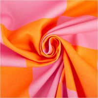 94651-Baumwollstoff-Dekostoff-Halbpanama-Digitaldruck-Karo-10x10cm-pink-orange-1-40m-Breite--IMG-3094.jpg Hochwertiger Halbpanama-Dekostoff aus Baumwolle mit auffälligem Karomuster ($10 \times 10$ cm) in Pink und Orange. Dank der Breite von 1,40 m perfekt für farbenfrohe Kissen, Tischwäsche oder modische Taschenprojekte - kunstvoll eingedreht in Falten