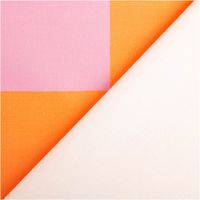 94651-Baumwollstoff-Dekostoff-Halbpanama-Digitaldruck-Karo-10x10cm-pink-orange-1-40m-Breite--IMG-3095.jpg Hochwertiger Halbpanama-Dekostoff aus Baumwolle mit auffälligem Karomuster ($10 \times 10$ cm) in Pink und Orange. Dank der Breite von 1,40 m perfekt für farbenfrohe Kissen, Tischwäsche oder modische Taschenprojekte - mit Rueckseite