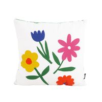 Dekokissen Blumenwiese grün Dekokissen mit buntem Blumenmotiv, weißer Hintergrund, Rechteckform aus Baumwolle, dekorativ und bunt