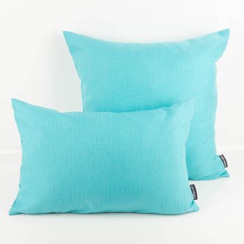Outdoor Kissenhüllen Struktur Olefina aqua blau von SCHÖNER LEBEN. in verschiedenen Größen im Vergleich.