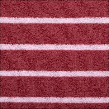 Frottee-Stoff aus Baumwolle, 245 g/m², 1,55 m breit, mit gleichmäßigen Querstreifen in Blush und Lila – weich, saugfähig und ideal für Handtücher, Bademäntel oder Accessoires - Nahaufnahme