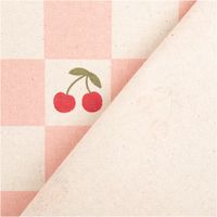 94754-Tischdeckenstoff-abwaschbar-Canvas-beschichtet-Karo-Obst-rosa-natur-rot-1-48m-Breite-IMG-4606.jpg Abwaschbarer Canvas-Tischdeckenstoff, beschichtet, 1,48 m breit – rosa-naturfarbenes Karomuster mit Erdbeeren, Kirschen und Äpfeln in Rot, verspielt und praktisch zugleich - mit Rueckseite