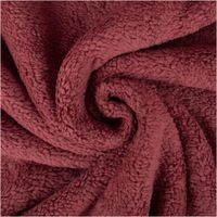 Teddy Fleece Baumwoll Krimmer Plüschstoff einfarbig blush-rot 1,6m Breite Detailaufnahme von weichem, strukturreichen Stoff in Bordeauxrot.