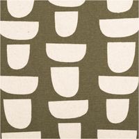 94772-Canvas-Stoff-mit-70--Baumwolle-Leinenlook-abstrakt-gruen-natur-1-48m-Breite-IMG-4560.jpg Canvas-Stoff im Leinenlook (70% Baumwolle), 1,48 m breit, in Grün-Natur mit grafischem Halbkreis-Muster in Ecru auf olivgrünem Grund – geometrisch, zeitlos und vielseitig einsetzbar - nahaufnahme
