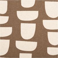 94773-Canvas-Stoff-mit-70--Baumwolle-Leinenlook-abstrakt-braun-natur-1-48m-Breite-IMG-4553.jpg Canvas-Stoff im Leinenlook (70% Baumwolle), 1,48 m breit, in Braun-Natur mit grafischem Halbkreis-Muster in Ecru auf braunem Grund – geometrisch, zeitlos und vielseitig einsetzbar - Nahaufnahme