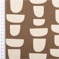 94773-Canvas-Stoff-mit-70--Baumwolle-Leinenlook-abstrakt-braun-natur-1-48m-Breite-IMG-4554.jpg Canvas-Stoff im Leinenlook (70% Baumwolle), 1,48 m breit, in Braun-Natur mit grafischem Halbkreis-Muster in Ecru auf braunem Grund – geometrisch, zeitlos und vielseitig einsetzbar - mit Massband