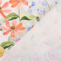 94775-Canvas-Baumwollstoff-Blumen-Digitaldruck-gruen-bunt-138cm-Stoffbreite-IMG-5012.jpg Canvas-Baumwollstoff im Digitaldruck, 138 cm breit, in hellem Grün mit großflächigem Aquarell-Blumenmuster – Cosmos in Lachs, Lila, Blau und Gelb mit grünen Blättern, sommerlich und lebendig - mit Rueckseite