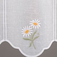 Vorhang mit Gänseblümchenstickerei, weißer Stoff, dekorativ