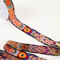94791-Bestickte-Blumenborte-Boho-schwarz-bunt-8-8cm-Breite-94791-2.jpg Bunte Boho-Blumenborte auf Rolle mit detailreicher Stickerei in Rosa, Gelb, Blau und Violett