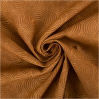 Baumwollstoff Popeline Vintage Washed, 1,40 m breit – warmer Braunton mit dezent tonigem Bogenmuster in geschwungener Kreisoptik, leicht verblasster Look, weich und vielseitig einsetzbar - kunstvoll eingedreht in Falten