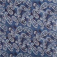 Baumwoll-Voile, 1,40 m breit, in Indigoblau mit großflächigem Paisley-Muster in Weiß im Batik-Look – leicht, luftig und perfekt für sommerliche Kreationen - Vollansicht