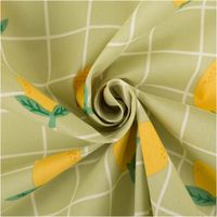 94847-Tischdeckenstoff-abwaschbar-Baumwollstoff-beschichtet-Karo-Zitrone-gruen-gelb-1-48m-Breite-IMG-4968.jpg Abwaschbarer Tischdeckenstoff, beschichtet, 1,48 m breit – hellgrünes Karomuster mit weißen Linien und locker verteilten gelben Zitronen mit grünen Blättern, frisch und mediterran - kunstvoll eingedreht in Falten