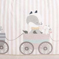 Dekokissen Kinderkissen Tierbabys Streifen beige pastell 30x50cm Bedruckter Stoff mit Streifen und Tiermotiv Lila und Weiß